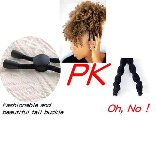 Vista 5 de 6 lazos de cola de caballo afro, ligas ajustables para moños de cabello grueso y rizado, cintas largas acolchadas para trenzas de mujer, cabello