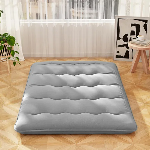 Vista 17 de Giantex Colchón de suelo japonés, colchón de futón de 4 pulgadas con funda lavable y bolsa de almacenamiento, colchón plegable enrollable