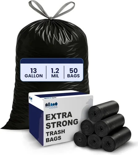 Vista 8 de Plasticplace Bolsas de basura de 13 galones │ 1.2 mil │ Forros blancos extragrandes para cubos de basura │ 24 x 31 pulgadas (50 cajas)