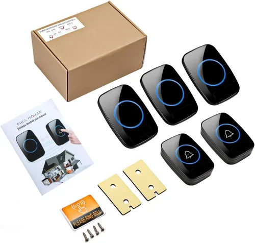 Vista 7 de FullHouse - Kit de timbre inalámbrico e impermeable para puerta, distingue las puertas delanteras y traseras, alcance de más de 1000 pies y 60