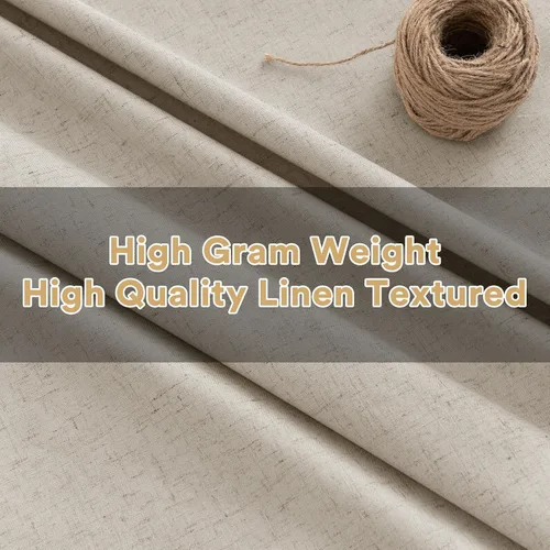 Vista 30 de Primitive - Cortinas opacas 100 % de lino texturizado natural para dormitorio, sala de estar, cortinas para ahorra energía, tela de arpillera