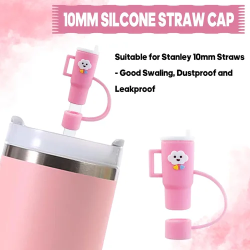 Vista 2 de 3 tapas de pajita, cubierta de popote Stanley de 0.4 pulgadas/0.394 in, cubiertas de paja Stanley reutilizables, protector de popote Stanley