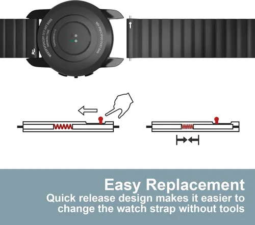 Vista 3 de Correa de reloj, correas magnéticas para reloj inteligente, correa de silicona de liberación rápida de 0.78 pulgadas para reloj inteligente