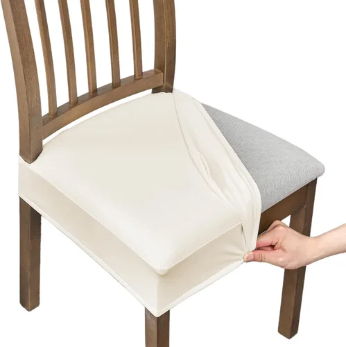 Vista 8 de NILUOH Fundas impermeables para sillas de comedor, juego de 2, fundas de asiento de cuero PU para sillas de comedor, fundas deslizables lavables