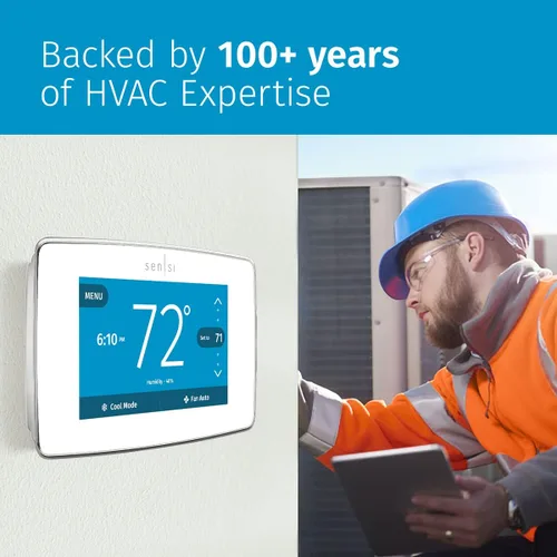Vista 6 de EMERSON - Termostato inteligente Sensi Touch Wi-Fi con pantalla táctil a color, funciona con Alexa, certificado Energy Star, requiere cable C