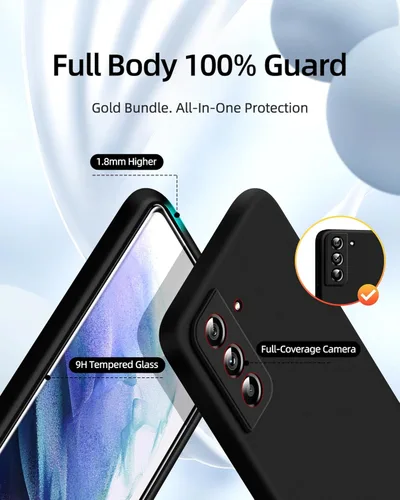 Vista 2 de Dssairo Funda 3 en 1 para Samsung Galaxy S21 Plus, con protección completa de la cámara, silicona líquida delgada a prueba de golpes funda