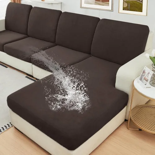 Vista 12 de NAISI Fundas de cojín impermeables de tela de terciopelo grueso lavable, 1 pieza, fundas individuales para sofá modular con parte inferior elástica