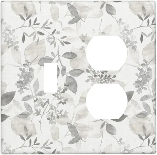 Vista 137 de Placa de pared dúplex de receptáculo de dispositivo de 1 gang de madera envejecida blanca gris con veta de tablón, cubierta de enchufe eléctrico