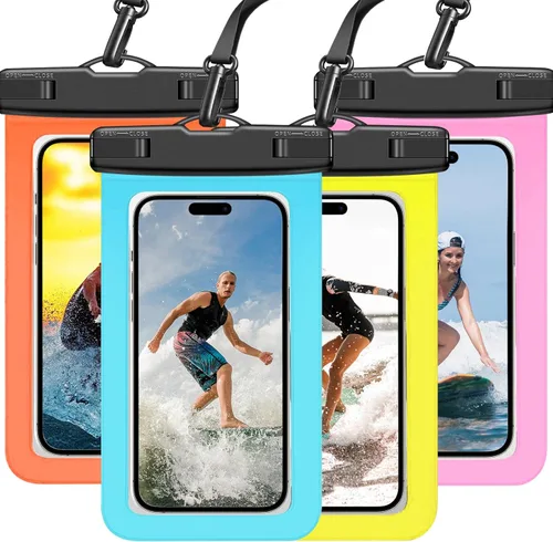 Vista 10 de Funda impermeable compatible con iPhone 14 Pro Max/13/12/11/XR/X/SE/8/7, Galaxy S22/S21 Google hasta 7.5 pulgadas IPX8 Dry Bag Vacation Essentials