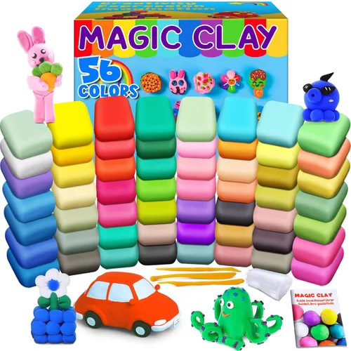 Vista 8 de ESSENSON Arcilla que se seca al aire 150 colores, arcilla para modelar para niños, arcilla mágica de bricolaje para moldear con herramientas