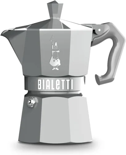Bialetti Mocha Exclusive Silver - 3 tazas de fuego abierto (máquina de café, máquina de café espresso, Makinetta)