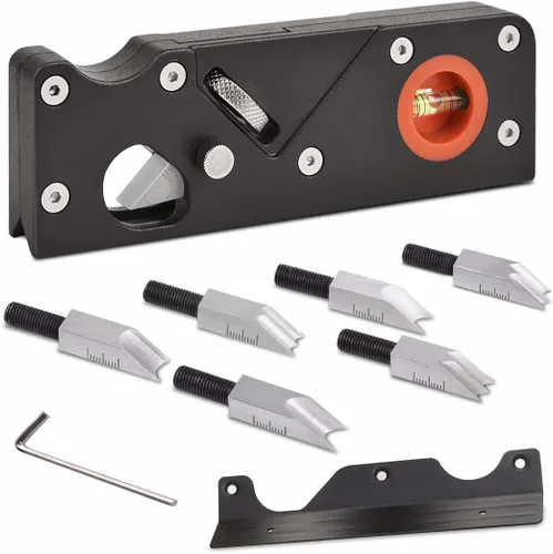 Vista 8 de Plano de esquina de borde de carpintería con localizador auxiliar, plano de mano adecuado para recorte rápido de madera (W/4cuters)