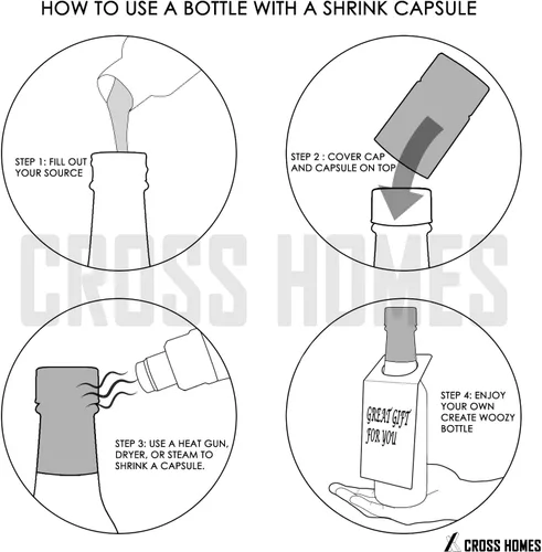 Vista 5 de Botella de vidrio, botellas de salsa picante, botellas Woozy vacías de 3 onzas, 30 juegos con cápsulas retráctiles, insertos de gotero, tapas