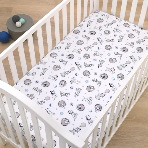 Vista 4 de Disney 101 Dalmatians - Sábana bajera para cuna de bebé, color gris, negro, blanco y azul, súper suave