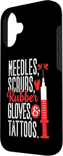 Vista 2 de Needles Scrubs Gloves Tattoos Phlebotomist Phlebotomy Tech Case for iPhone 16