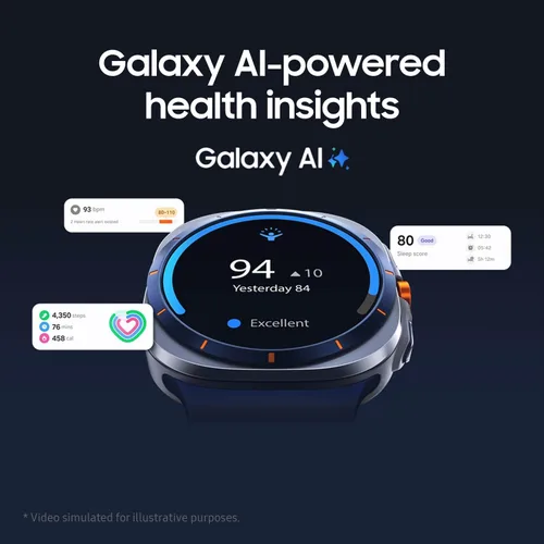 Vista 3 de Samsung Galaxy Watch Ultra Smartwatch - 2025 Version, 47mm, Titanium Blue, LTE (CAD Version & Warranty) - Durable Titanium Cover, Cushion Design