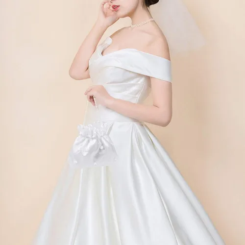 Vista 2 de ULTNICE Bolsa de dinero de satén para novia, boda, bolso de fiesta (blanco), 1, Blanco