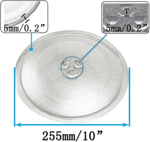 Vista 3 de Small Microwave Glass Plate, Microwave Oven Cooking Tray With Ring And Coupler, Flat Turntable Plate Replacement , Circular Glass Turn Table Top Kit