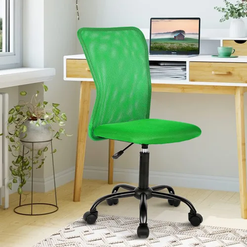 Vista 32 de Silla de oficina pequeña, silla de escritorio sin brazos con ruedas, silla ergonómica para computadora con soporte lumbar, silla giratoria de malla