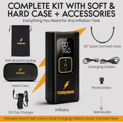 Vista 3 de Inflador de neumáticos de doble cilindro resistente, compresor de aire portátil, bomba de aire inalámbrica de doble potencia de 160 PSI