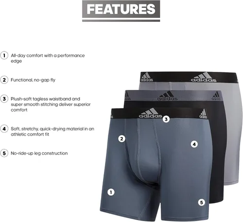 Vista 2 de adidas Performance - Calzoncillos tipo bóxer para hombre (3 unidades)