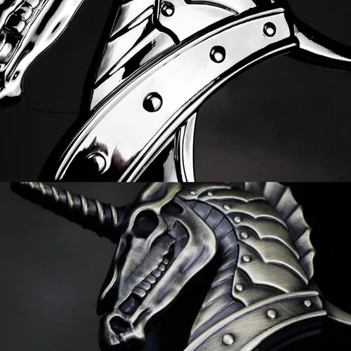 Vista 4 de Emblema de metal para automóvil, calcomanía de decoración de animales 3D, decoración de cola trasera para automóviles (unicornio negro)