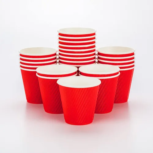 Vista 61 de Vasos de café de papel aislado de pared corrugada, 12 onzas, 12 onza, Azul