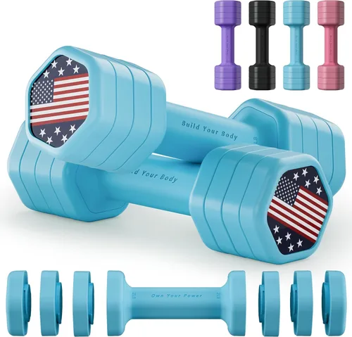 Zempox Adjustable Dumbbell Set of 2, 4 in 1 Hand Weights for Women at Home, 5 lb Weights Dumbbells set of 2, Each 2lb 3lb 4lb 5lb with TPU Soft