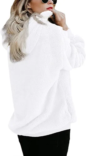 Vista 91 de Century Star Sudadera deportiva mullida de vellón con capucha para mujer de talla extragrande con bolsillos