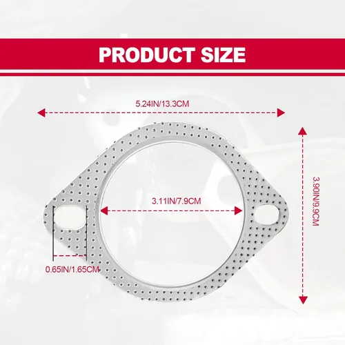 Vista 2 de 2 unids junta de colector de escape estándar 3 "2 pernos de escape de la junta de repuesto de la brida de escape del coche Accesorios del coche OEM