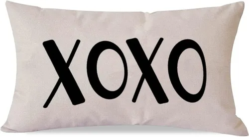 Vista 10 de XOXO - Fundas de almohada lumbares decorativas para el día de San Valentín, 12 x 20 pulgadas, de lino y algodón, para sofá, día de San Valentín