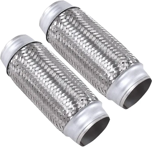 Vista 18 de 2 piezas de tubo flexible de escape de acero inoxidable doble trenzado 1.75" x 4" con extremos de 4" de largo