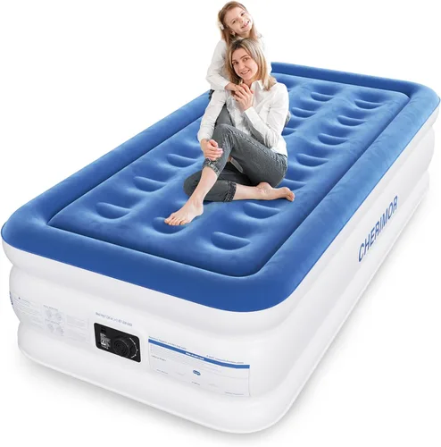 Vista 14 de CHERIMOR Colchón de aire Twin XL con bomba integrada, 18" de altura para mayor comodidad, 80" de longitud, prueba de estanqueidad de 48 horas