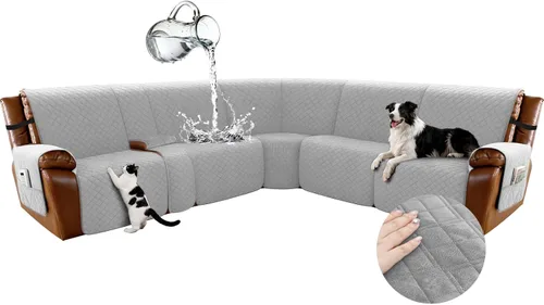 Vista 24 de Arfntevss Fundas Impermeables para Sofá Seccional Reclinable para Sofá Seccional Reclinable en Forma de L Antideslizante Lavable Funda