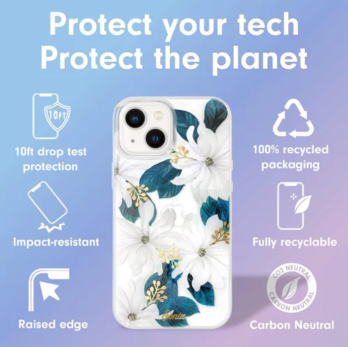 Vista 3 de Sonix Funda para iPhone 14 Plus, probada en caídas de 10 pies, funda transparente con flores para mujer, diseño floral de delila