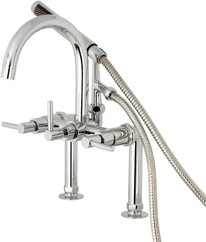 Vista 10 de Kingston Brass AE8107DL - Llenador de bañera con ducha de mano, latón cepillado