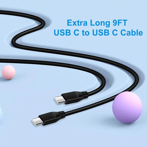 Vista 3 de Cable de carga C de 9 pies para Samsung S25 Cable de carga rápida para Galaxy A16 A15 A14 5G A54 A24 A53 A13 5G A23 A34 A03S S24 S23 S22 S21 S20 S10