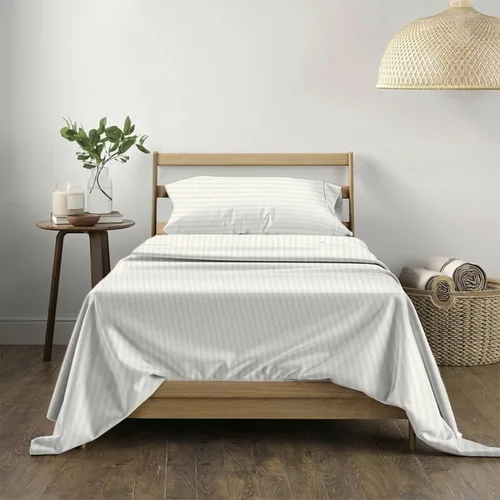 Vista 66 de THREAD SPREAD Hotel Collection - Juego de sábanas de 600 hilos de algodón egipcio, satinado, 4 piezas, Algodón, Gris oscuro - Rayas, gemelo Rayas