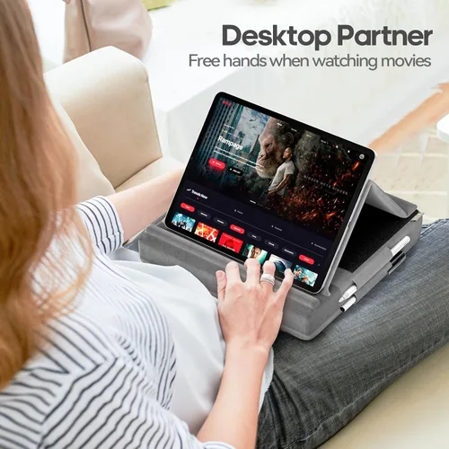 Vista 2 de KDD Soporte de almohada para tableta, soporte para iPad de visualización multiángulo para regazo, cama y escritorio, base de almohadilla suave