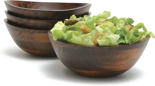 Vista 5 de Lipper International Tazón para Servir con Borde Ondulado con Acabado de Cereza con 2 Cucharas para Ensalada, Grande, 13" x 12.5" x 5", Juego de 3