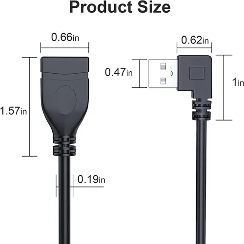 Vista 7 de Oxsubor SuperSpeed - Cable de datos USB 3.0 macho a hembra, ángulo izquierdo y recto, 2 unidades (7.9 in, 8 pulgadas)