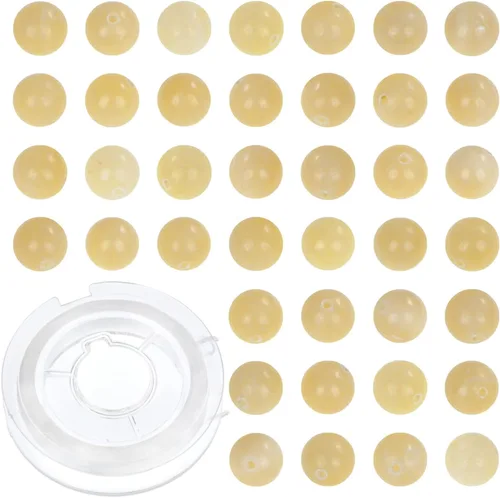 Vista 32 de 100 cuentas redondas sueltas de ónix negro natural de 0.315 pulgadas para fabricación de joyas con cordón elástico de cristal