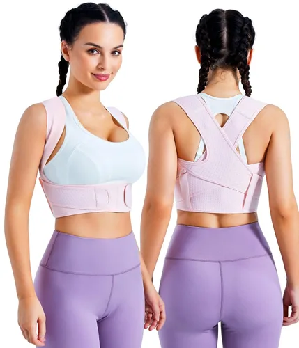 Vista 6 de URSEXYLY Corrector de postura para mujer, soporte ajustable para la parte superior de la espalda, soporte de postura, enderezador de espalda, alivio