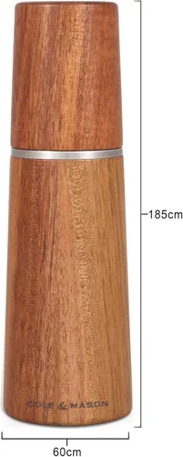 Vista 3 de Cole & Mason Marlow Juego de molinos de madera, molinillos de sal y pimienta equilibrados, herramientas de especias recargables, ajustes ajustables