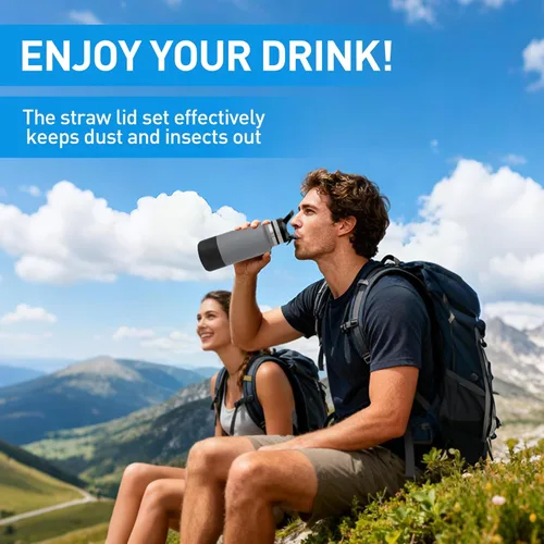 Vista 8 de Tapa de popote para botella Hydro Flask de boca ancha – Botella de 12, 16, 18, 32, 40 y 64 onzas, tapa de popote de repuesto compatible con botellas