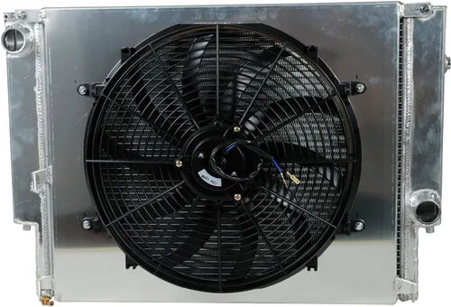 Vista 47 de 26mm AA5052 Kit de radiador de aluminio+cubierta de ventilador+relé de ventilador de termostato Compatible con 1984-2001 J-eep Cherokee XJ Comanche