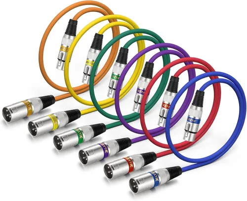 Vista 24 de EBXYA Cable XLR de 2 pies, paquete de 10 unidades, 3 pines, cable de micrófono XLR equilibrado macho a hembra, adecuado para mezclador de audio