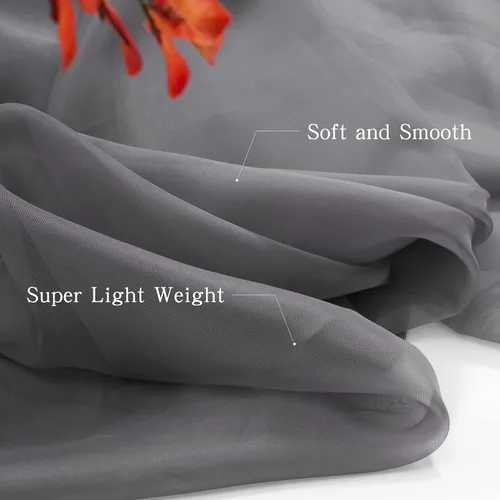 Vista 27 de Luvyohmee Cenefa de bufanda transparente negra para ventanas, cortina de 144 pulgadas, cenefas de ventana de tela para drapear, toldo de cama, 52