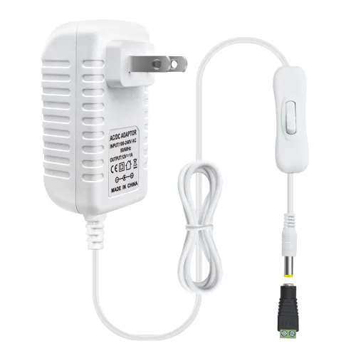 Vista 23 de Fuente de alimentación de 12 V, fuente de alimentación de 12 voltios 1A 12 W CC con interruptor de encendido y apagado, adaptador de corriente LED