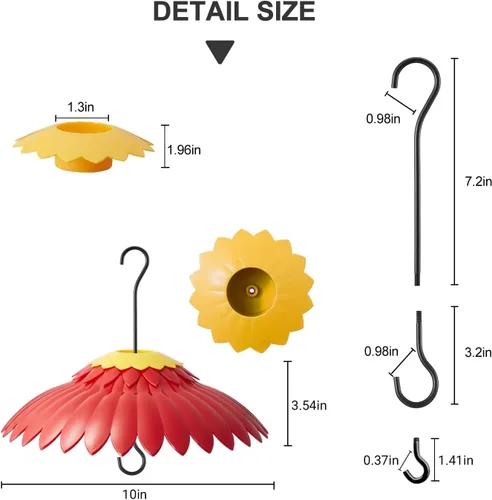 Vista 3 de Cubierta protectora para comedero de colibríes, cúpula protectora contra la intemperie para colgar comedero de pájaros de la lluvia y el sol, a